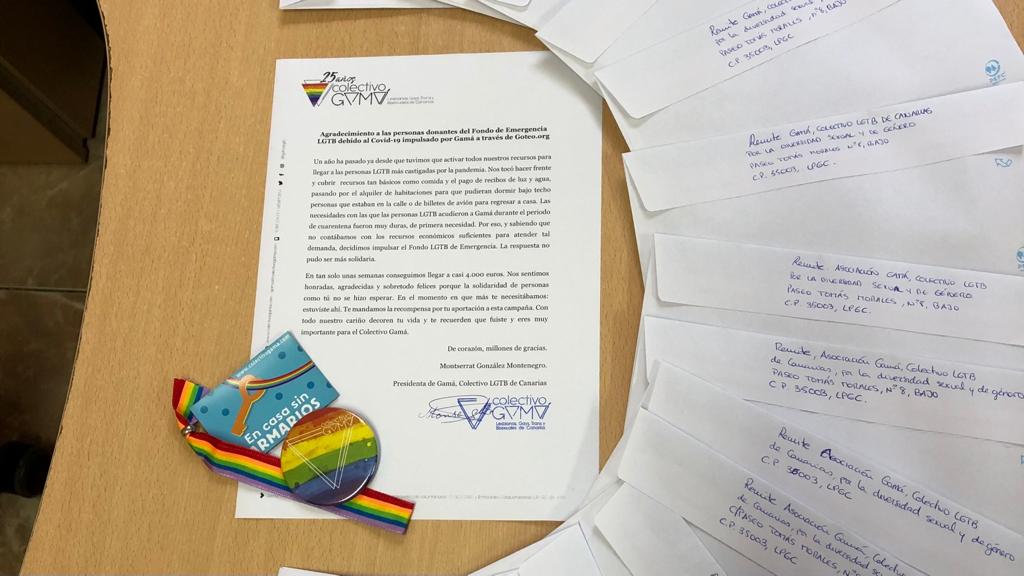 Agradecimiento a las personas donantes del Fondo de Emergencia LGTB debido al Covid-19